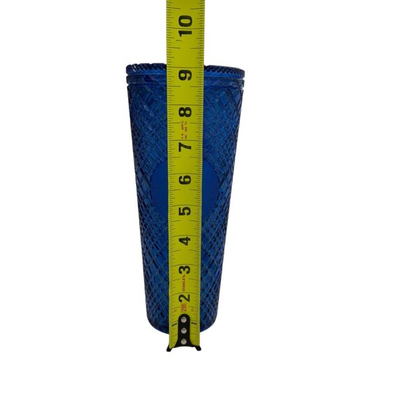 NWT Starbucks 2022 Holiday Azure Blue Jeweled Venti 24oz cold cup tumbler - Picture 9 of 10